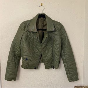 Joe’s Jeans Military Green Leather MOTO Jacket